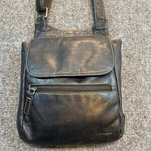 JACK GEORGES City Voyager Crossbody Slim Bag Buffalo Leather Black Purse